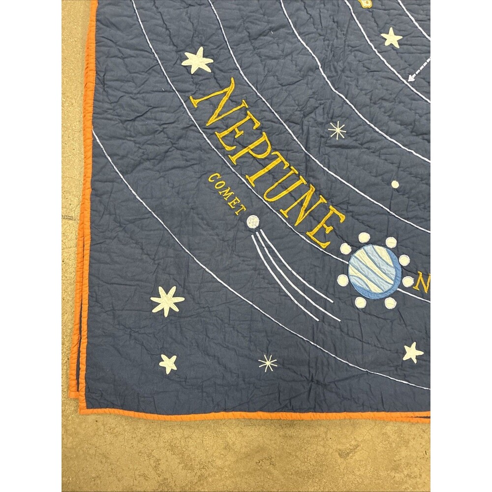 Land of Nod Solar System Quilt Twin Bed Space Planets Applique Astronomy STEM - Picture 3 of 13
